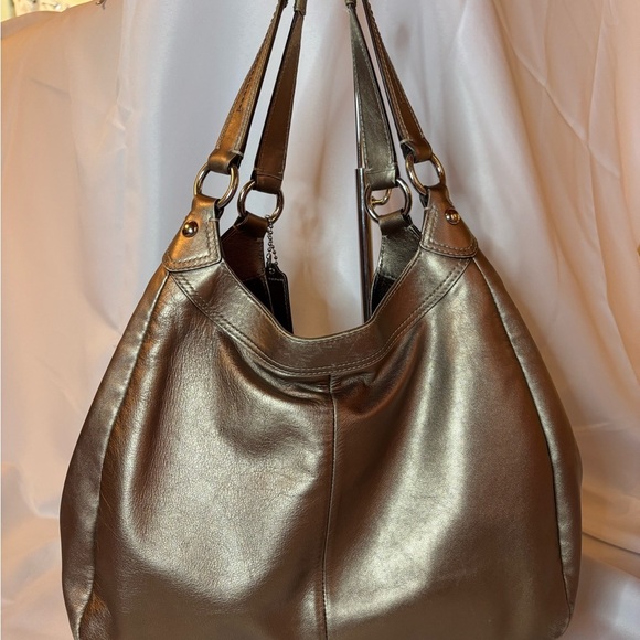 COACH Madison Lynn Satchel F17092 Metallic Bronze Leather Hobo - Picture 5 of 15